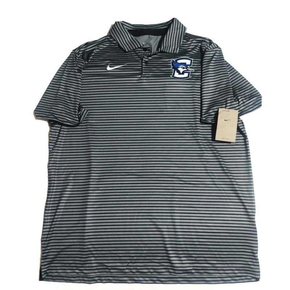Nike Dri Fit Short Sleeve Shirt Mens Size L Creighton Bluejays Golf Striped Polo